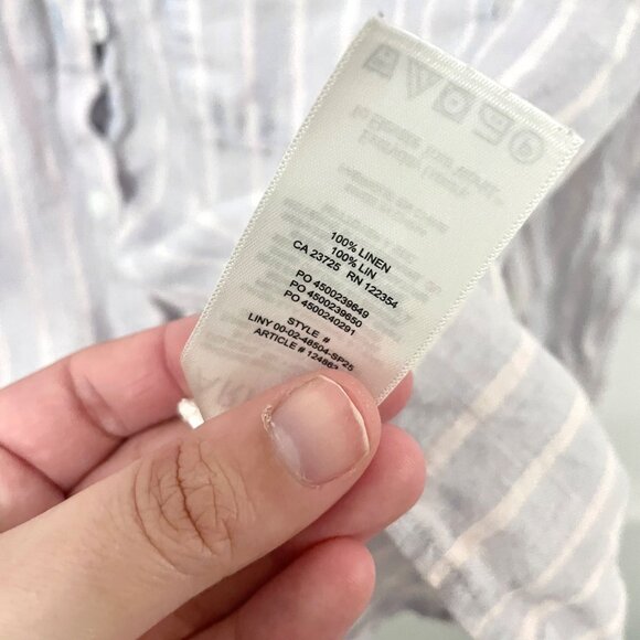 The Group Artizia Relaxed Linen Button Front Stripe Top Blue Size XS - Picture 5 of 6